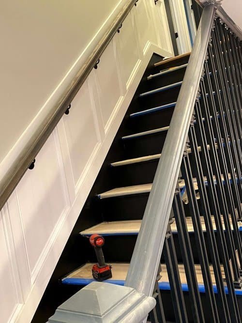 Staircase Wainscot Paneling after