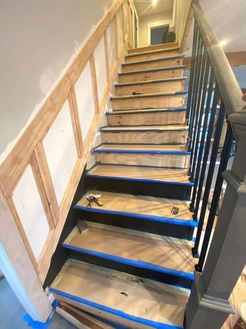 Staircase Wainscot Paneling before